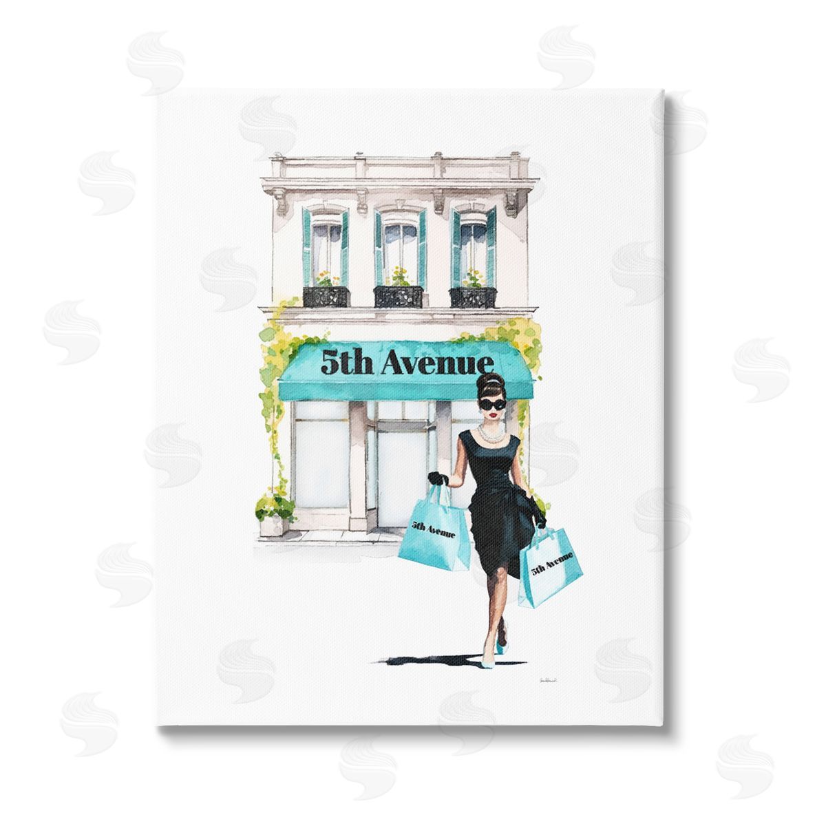 Amanda Greenwood Fashionista with Shopping Bags Stretched Canvas Wall Art Print
