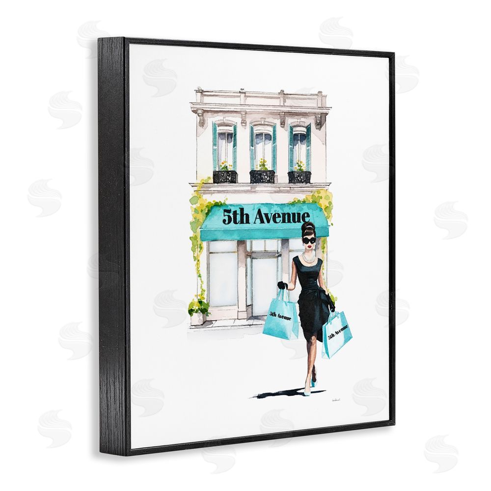 Amanda Greenwood Fashionista with Shopping Bags Black Framed Giclee Wall Art Print