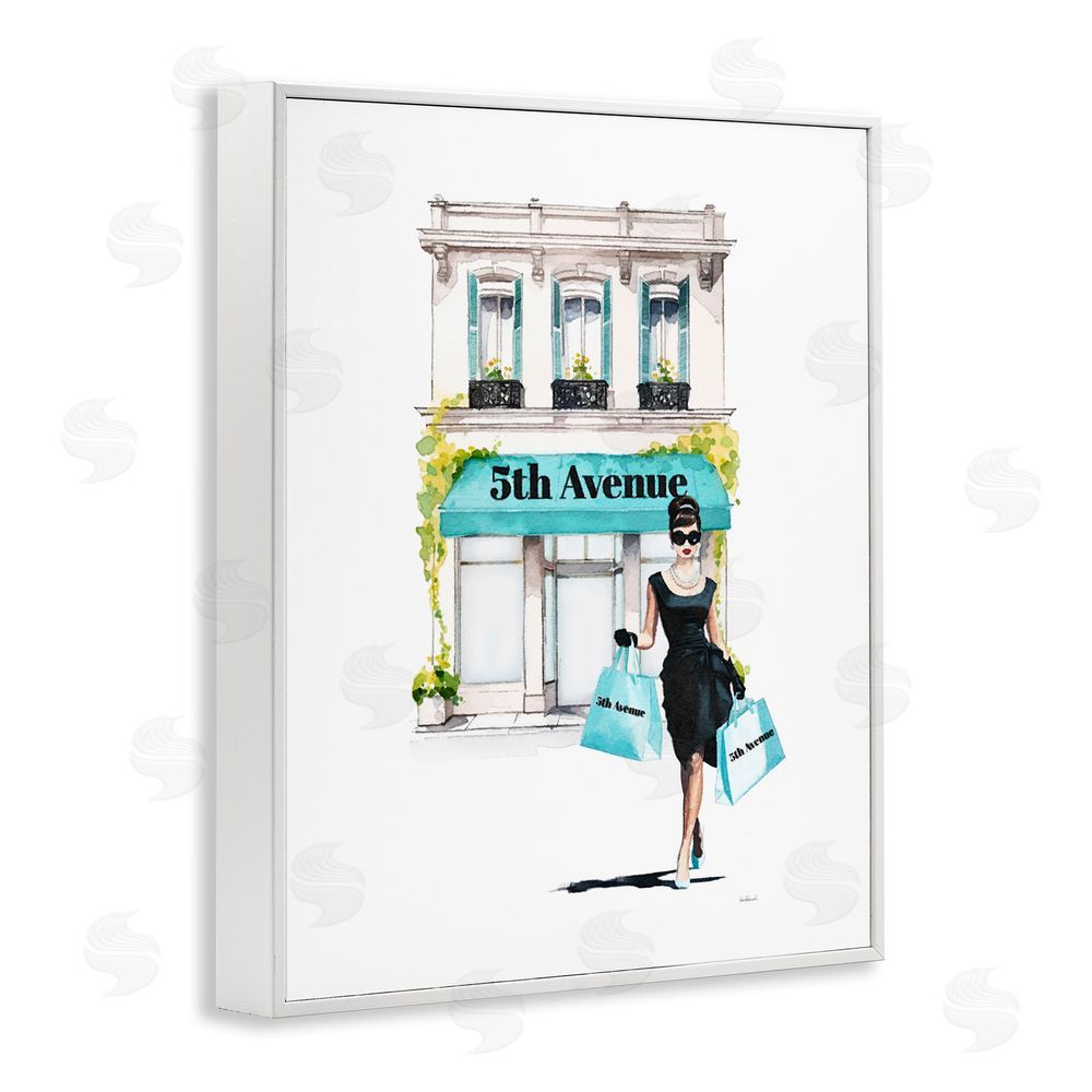 Amanda Greenwood Fashionista with Shopping Bags White Framed Giclee Wall Art Print
