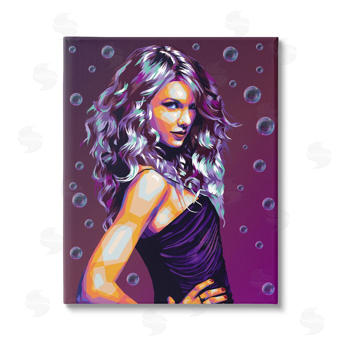 Birch & Ink Modern Purple Girl with Bubbles Stretched Canvas Wall Art Print