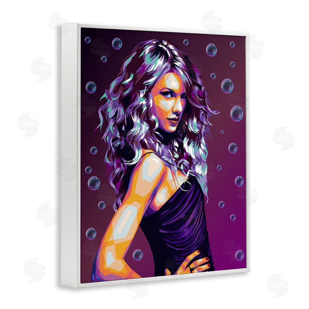 Birch & Ink Modern Purple Girl with Bubbles White Framed Giclee Wall Art Print