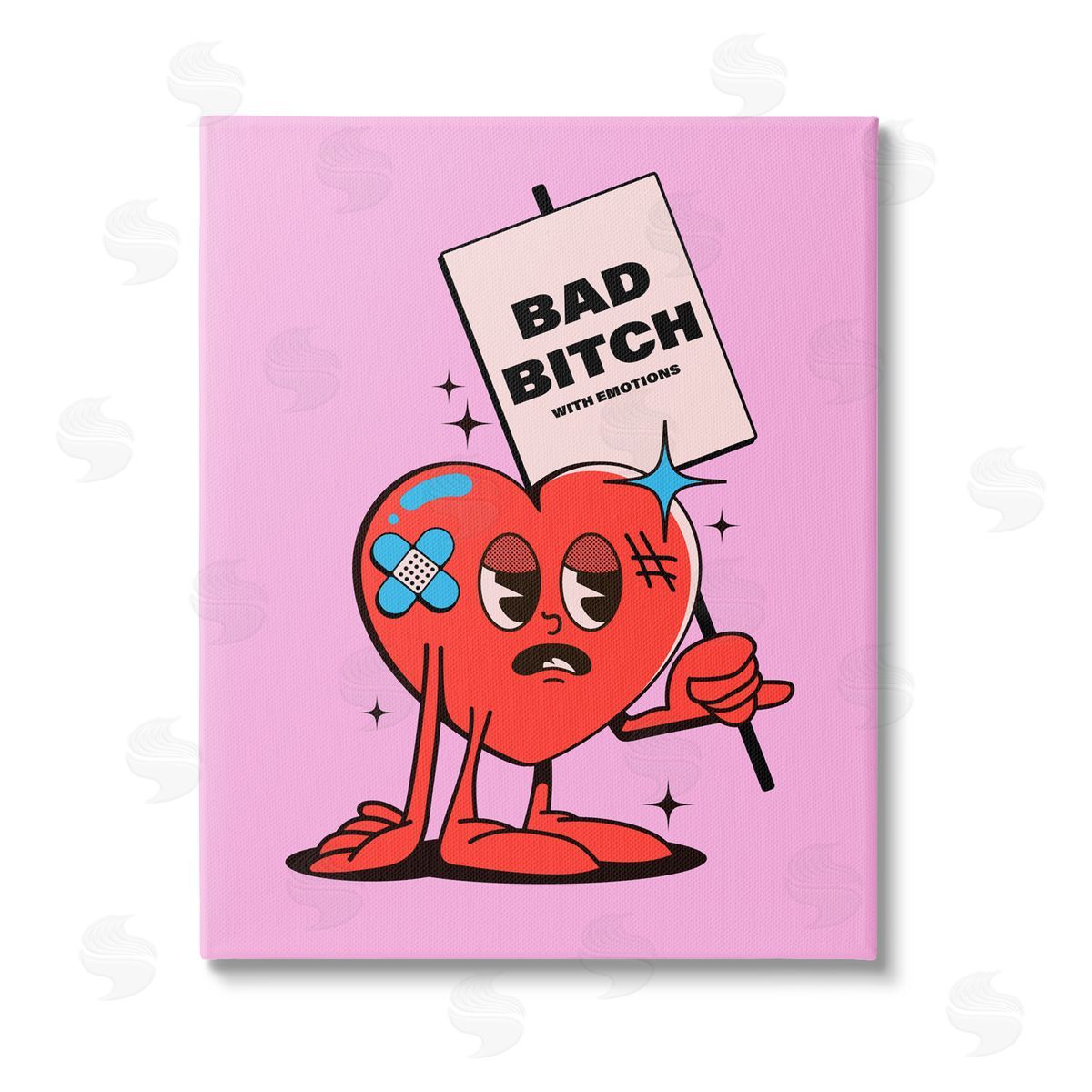 House of Lulu Bad B*tch Emotional Heart Stretched Canvas Wall Art Print