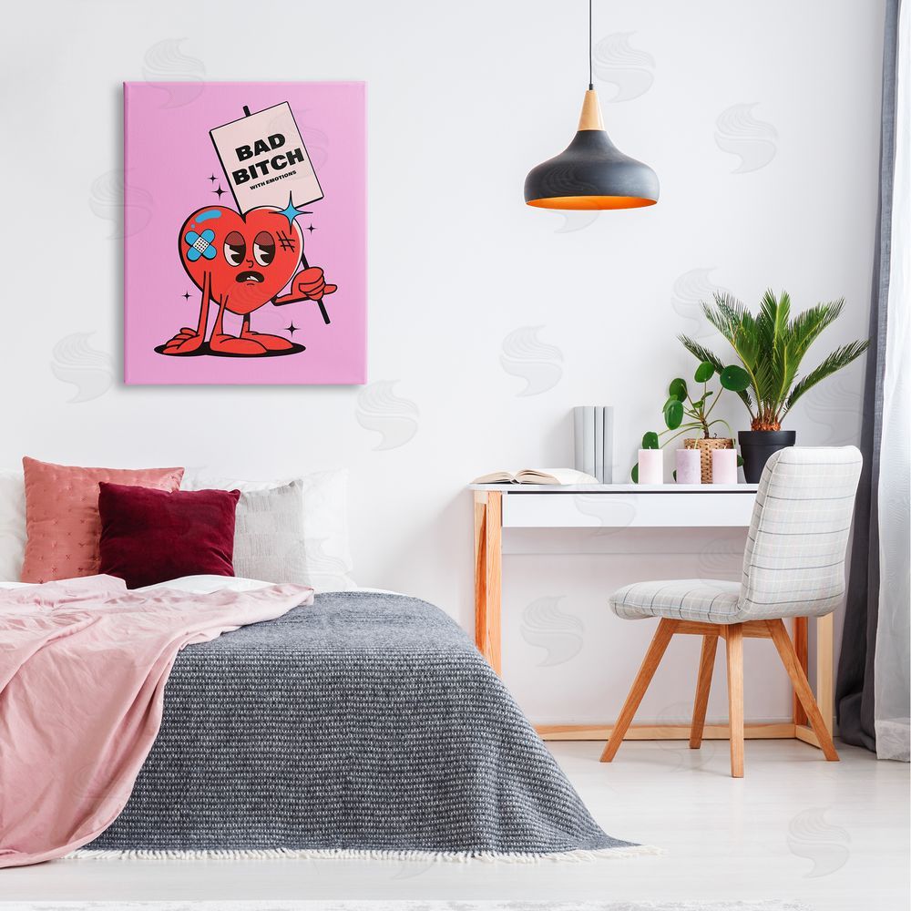 House of Lulu Bad B*tch Emotional Heart Canvas Wall Art Print in Room