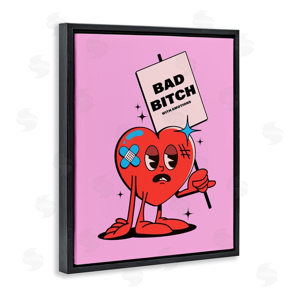 House of Lulu Bad B*tch Emotional Heart Black Floating Frame Canvas Wall Art Print