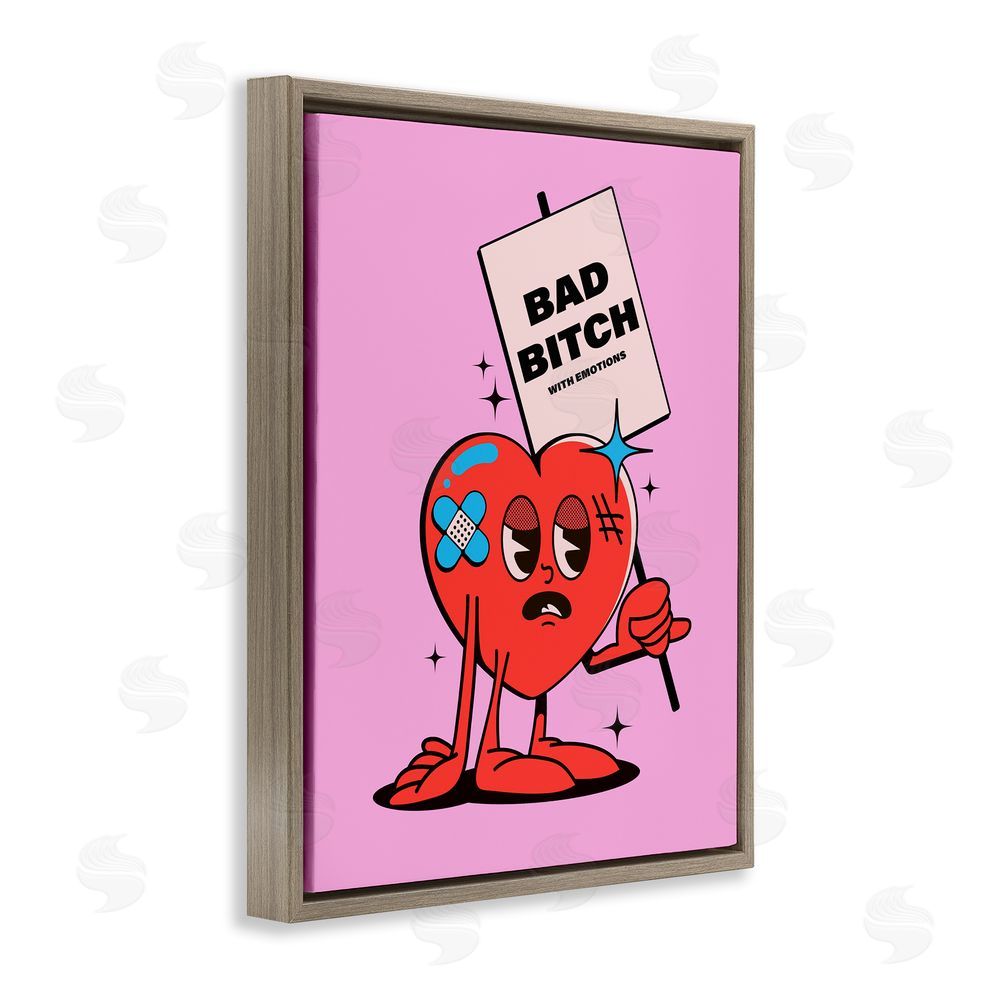 House of Lulu Bad B*tch Emotional Heart Brown Floating Frame Canvas Wall Art Print