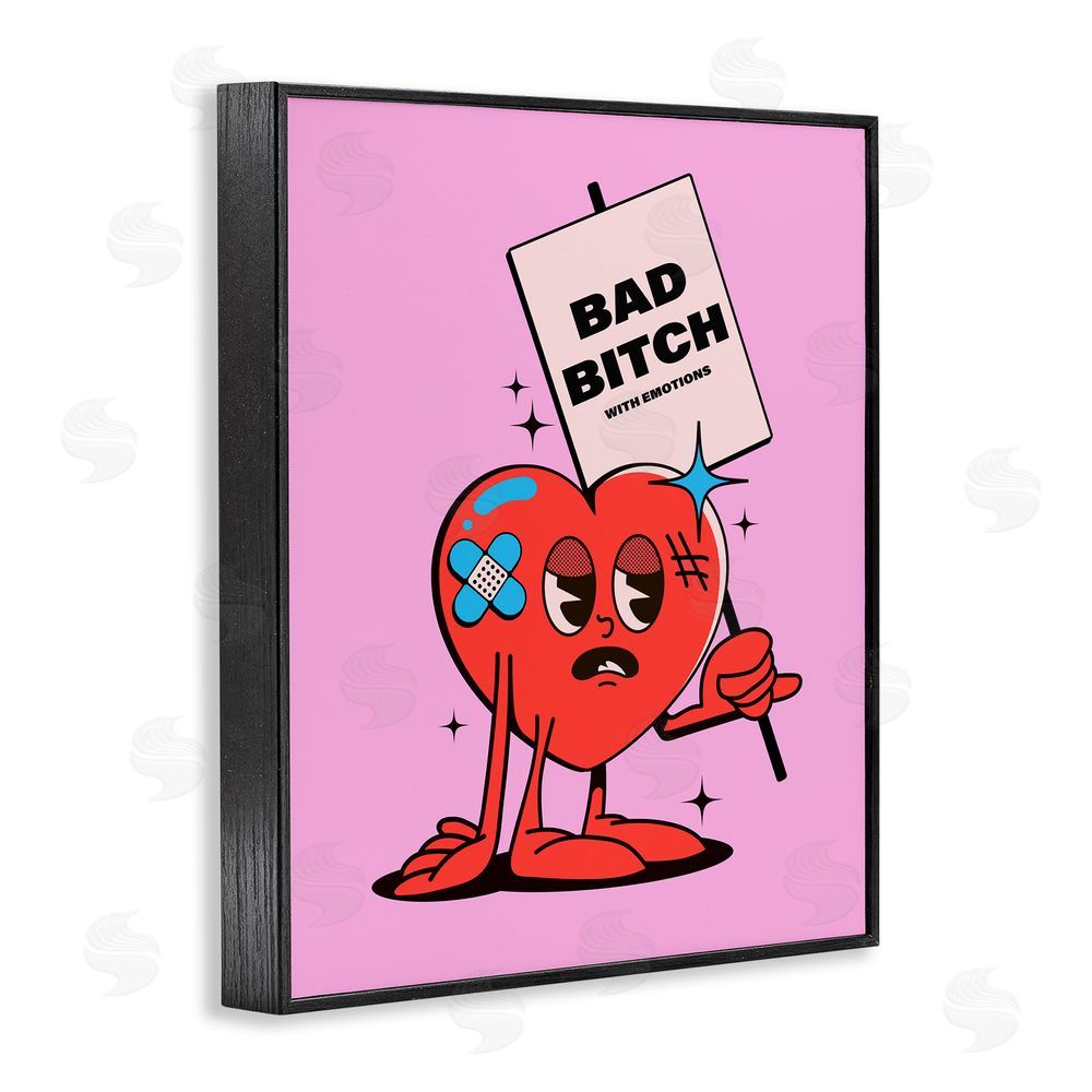 House of Lulu Bad B*tch Emotional Heart Black Framed Giclee Wall Art Print