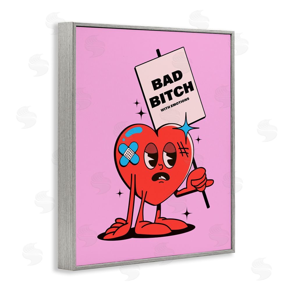 House of Lulu Bad B*tch Emotional Heart Gray Framed Giclee Wall Art Print