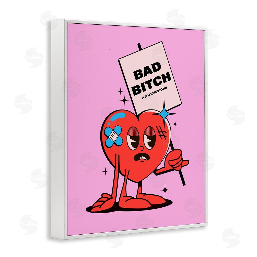 House of Lulu Bad B*tch Emotional Heart White Framed Giclee Wall Art Print