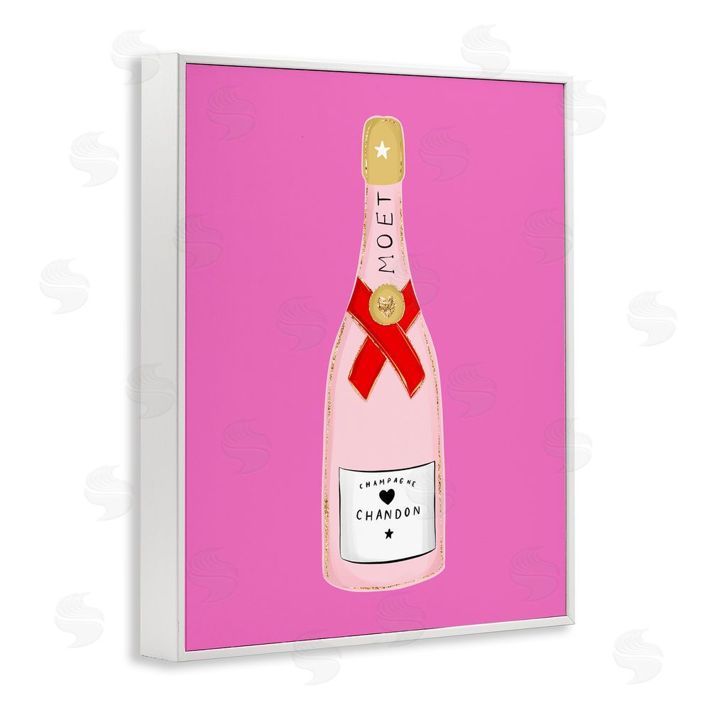 House of Lulu Fun Pink Champagne White Framed Giclee Wall Art Print