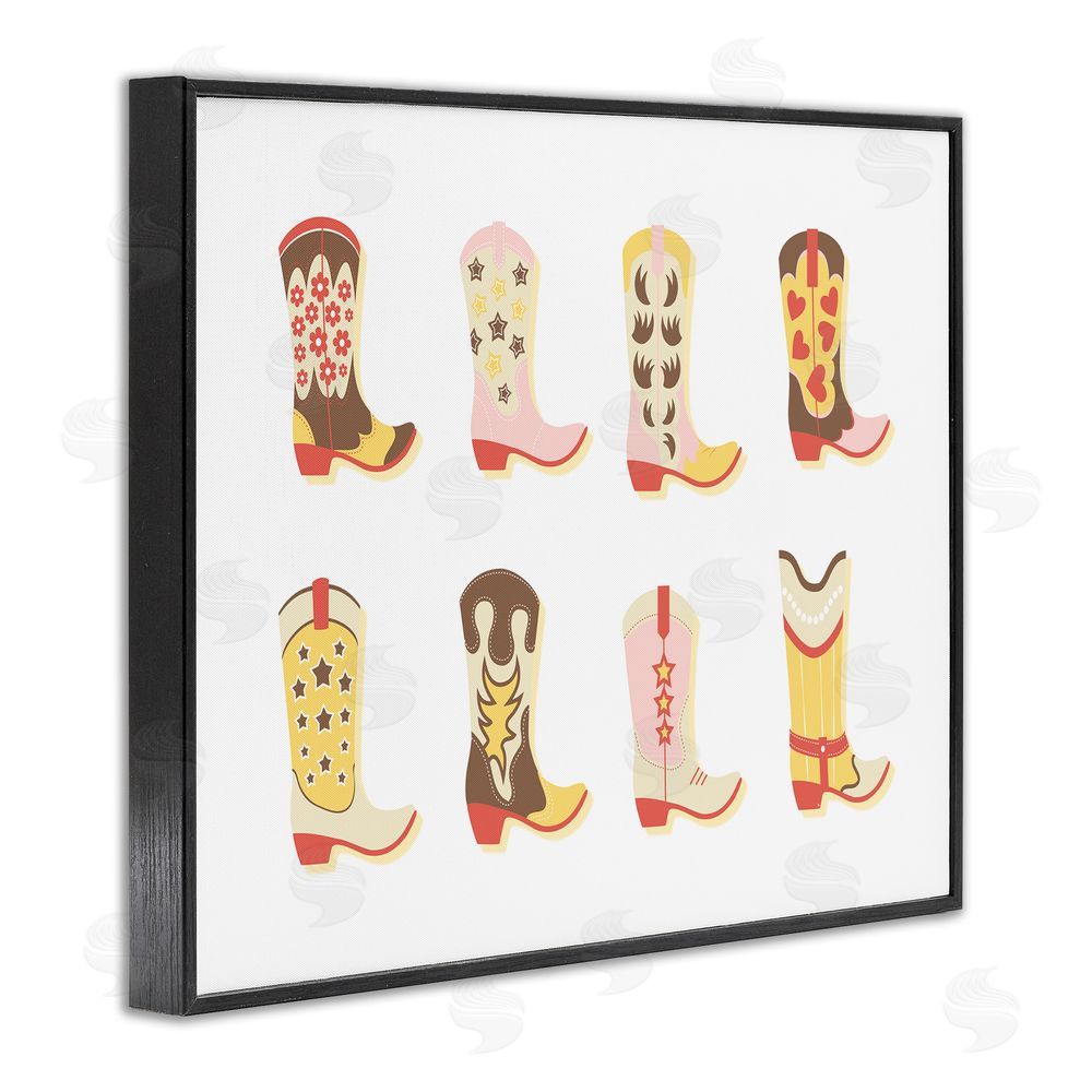 Martina Pavlova Neutral Patterned Cowboy Boots Black Framed Giclee Wall Art Print