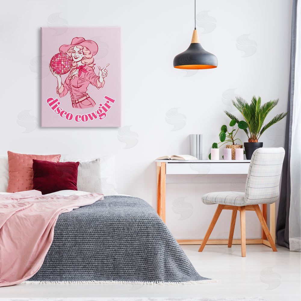 Ziwei Li Vintage Disco Cowgirl Canvas Wall Art Print in Room