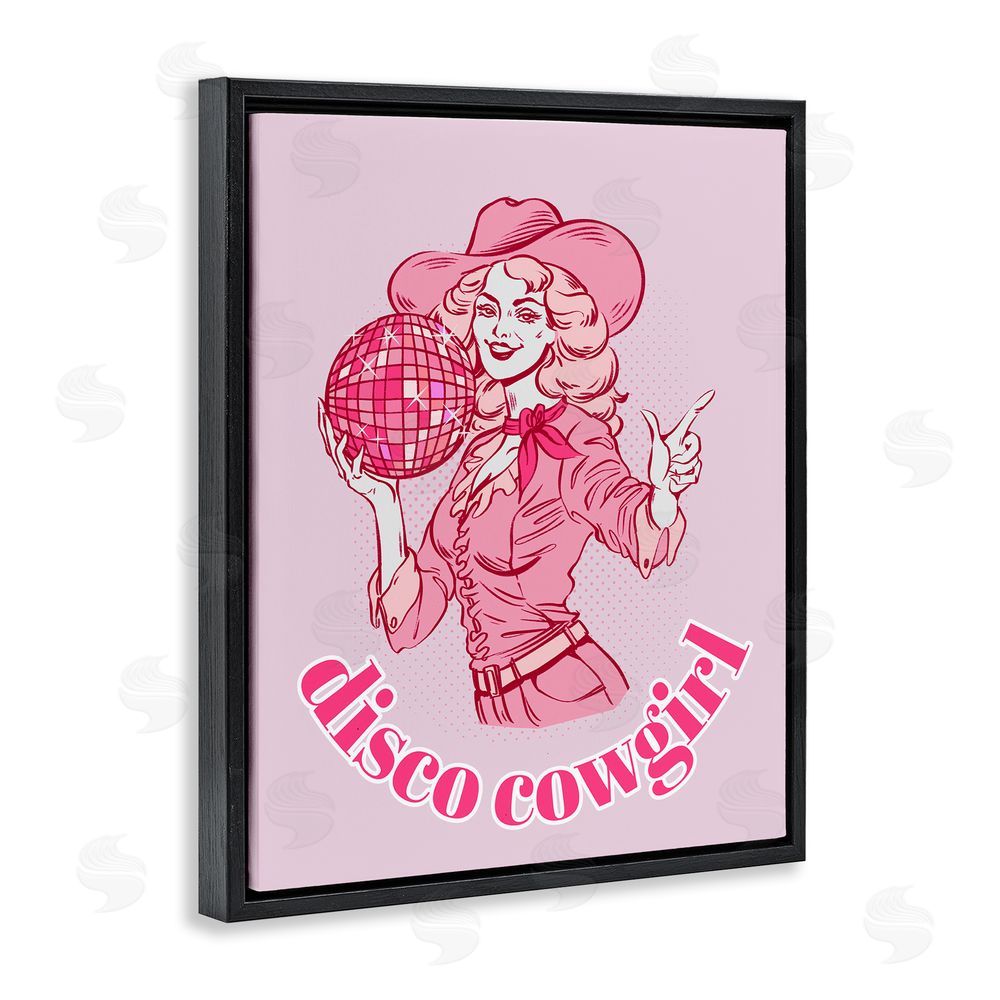 Ziwei Li Vintage Disco Cowgirl Black Floating Frame Canvas Wall Art Print