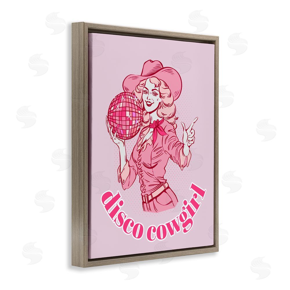 Ziwei Li Vintage Disco Cowgirl Brown Floating Frame Canvas Wall Art Print
