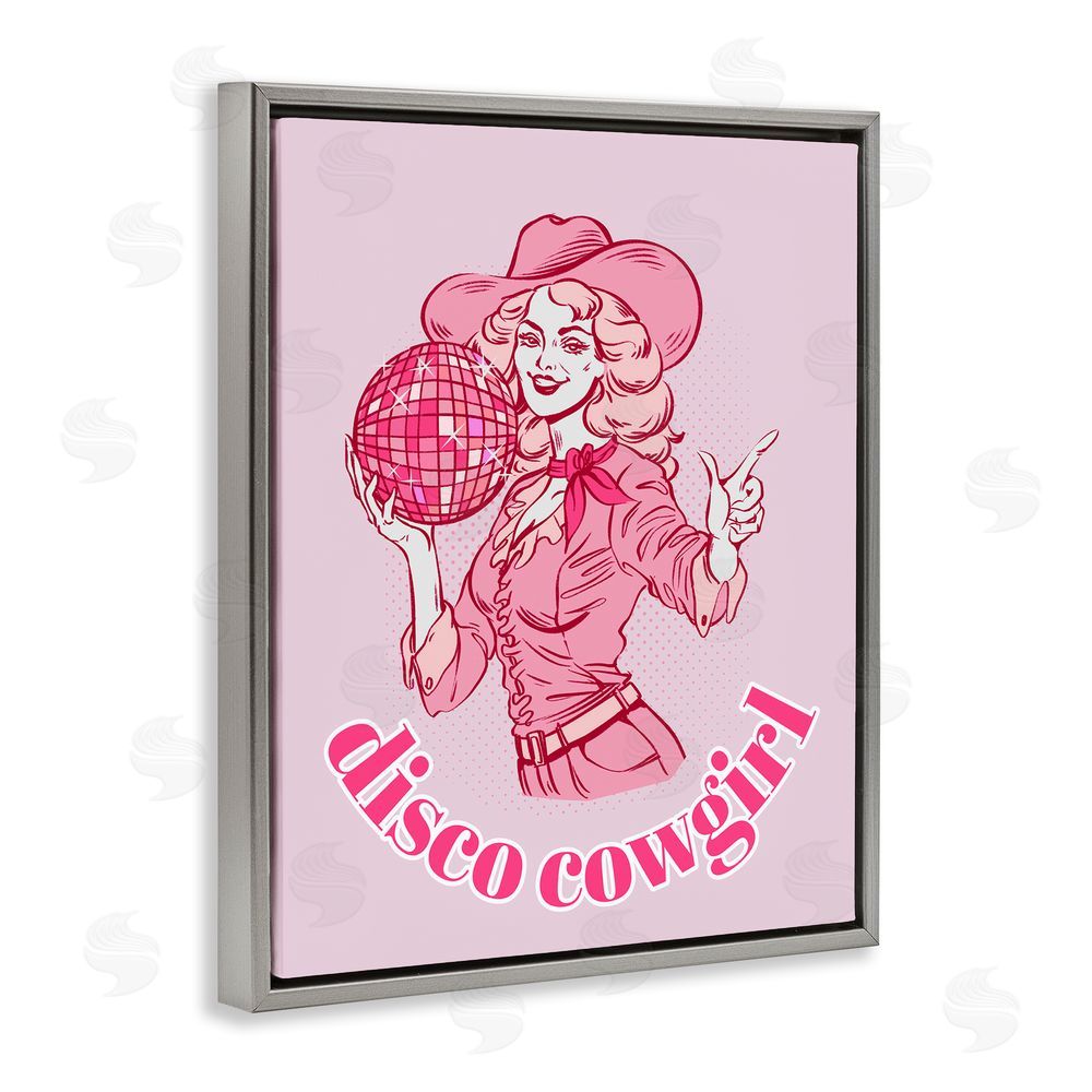 Ziwei Li Vintage Disco Cowgirl Grey Floating Frame Canvas Wall Art Print