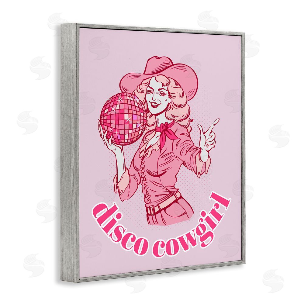 Ziwei Li Vintage Disco Cowgirl Gray Framed Giclee Wall Art Print