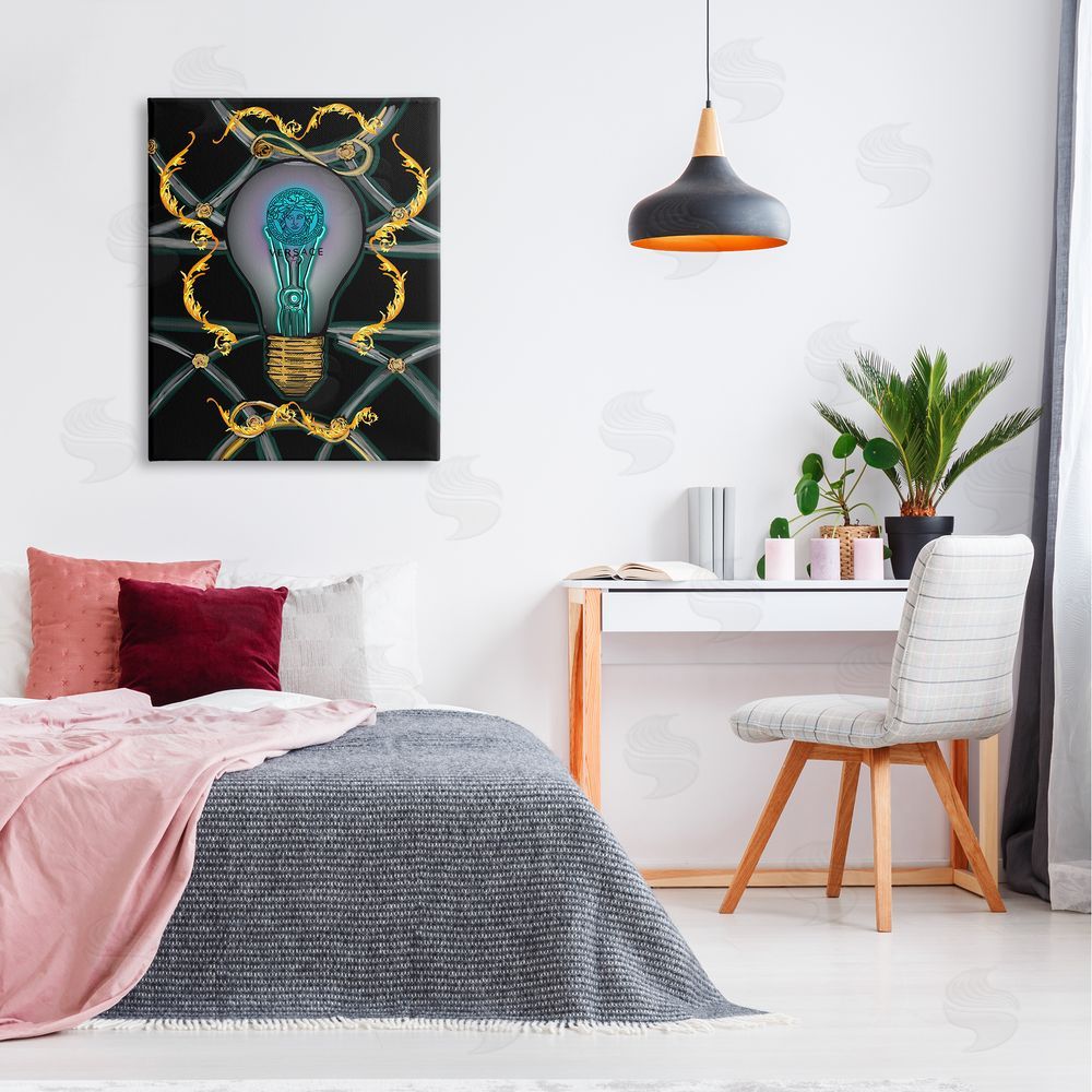 Amelia Noyes Abstract Fashion Brand Lightbulb Canvas Wall Art Print in Room