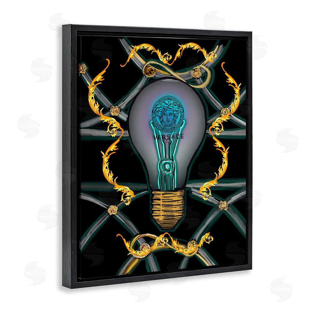 Amelia Noyes Abstract Fashion Brand Lightbulb Black Floating Frame Canvas Wall Art Print