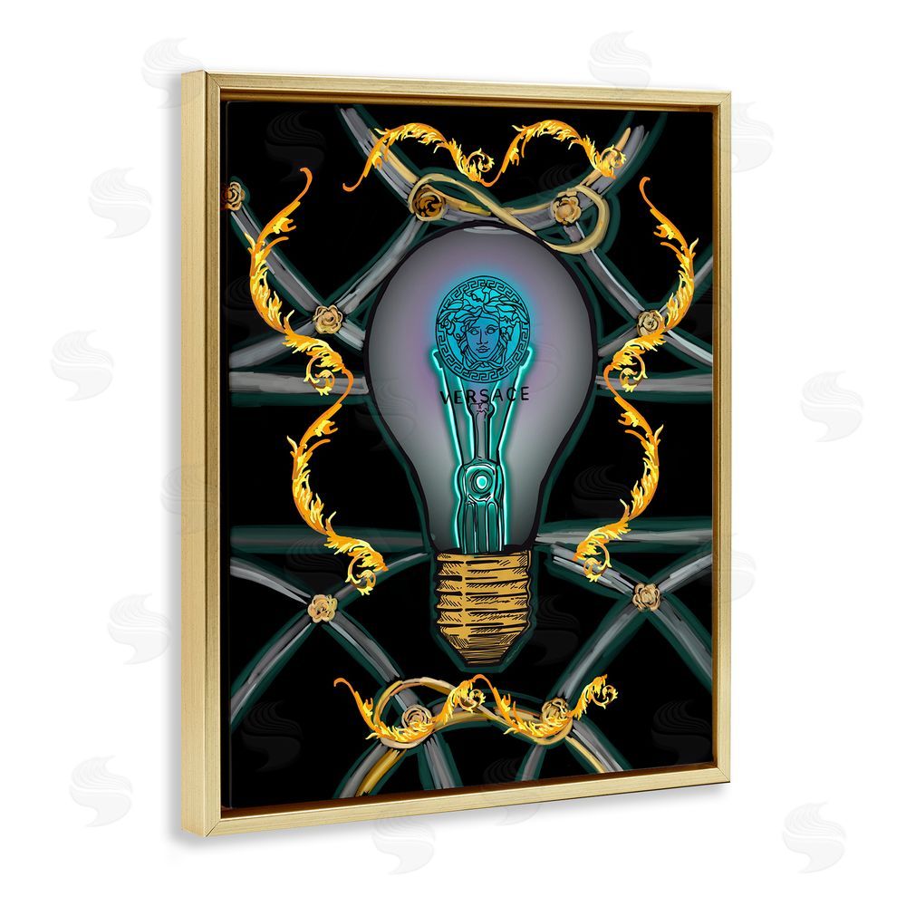 Amelia Noyes Abstract Fashion Brand Lightbulb Gold Floating Frame Canvas Wall Art Print