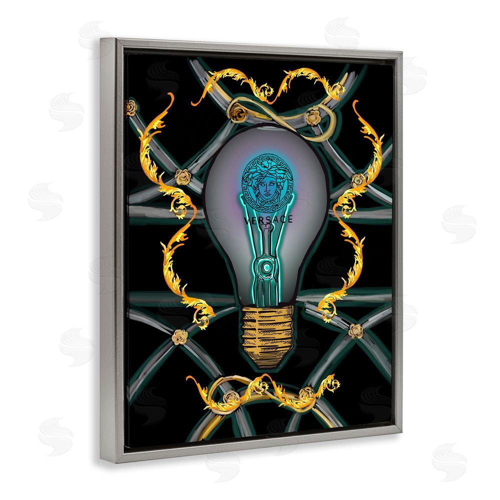 Amelia Noyes Abstract Fashion Brand Lightbulb Grey Floating Frame Canvas Wall Art Print
