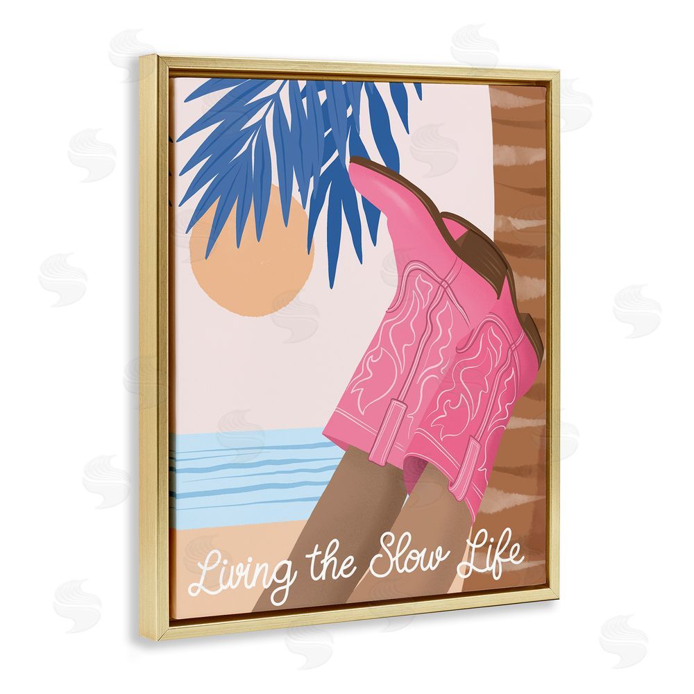 Jo Taylor Slow Life Coastal Cowgirl Gold Floating Frame Canvas Wall Art Print