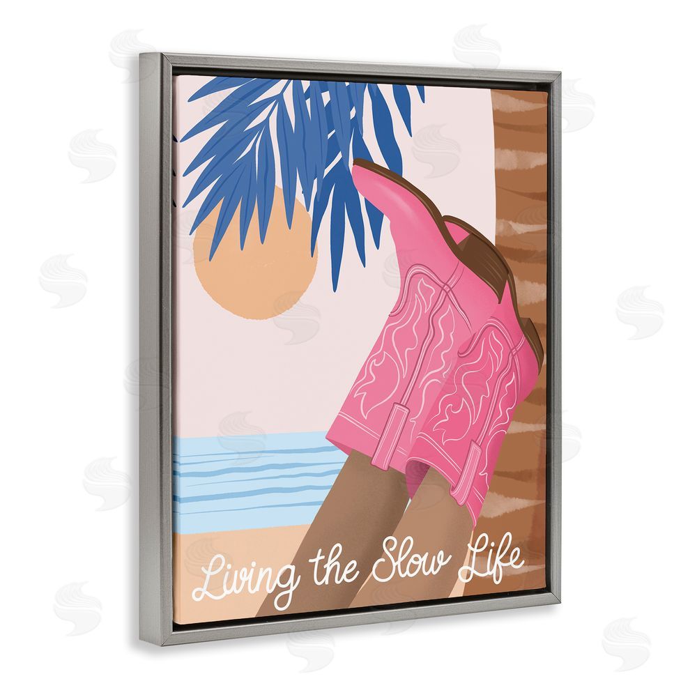 Jo Taylor Slow Life Coastal Cowgirl Grey Floating Frame Canvas Wall Art Print