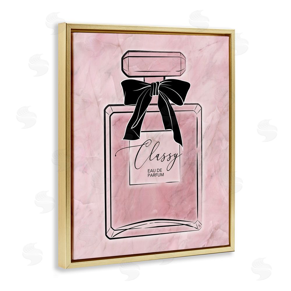 Martina Pavlova Classy Pink Perfume Gold Floating Frame Canvas Wall Art Print