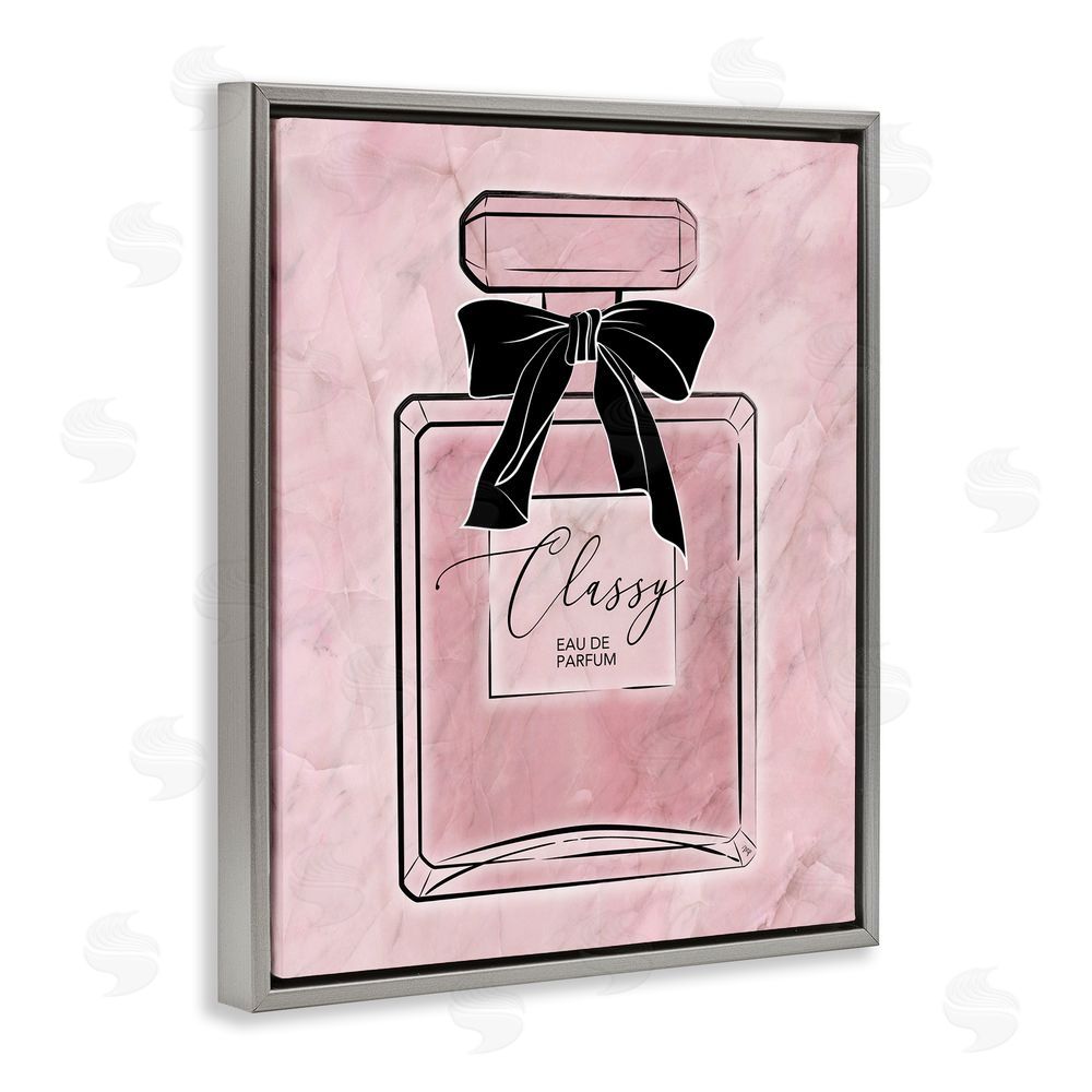 Martina Pavlova Classy Pink Perfume Grey Floating Frame Canvas Wall Art Print