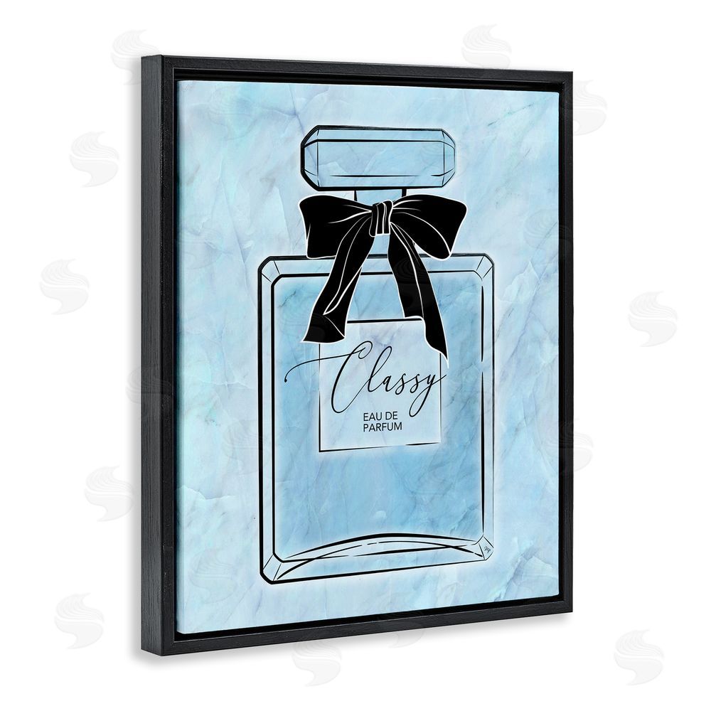 Martina Pavlova Classy Blue Perfume Black Floating Frame Canvas Wall Art Print