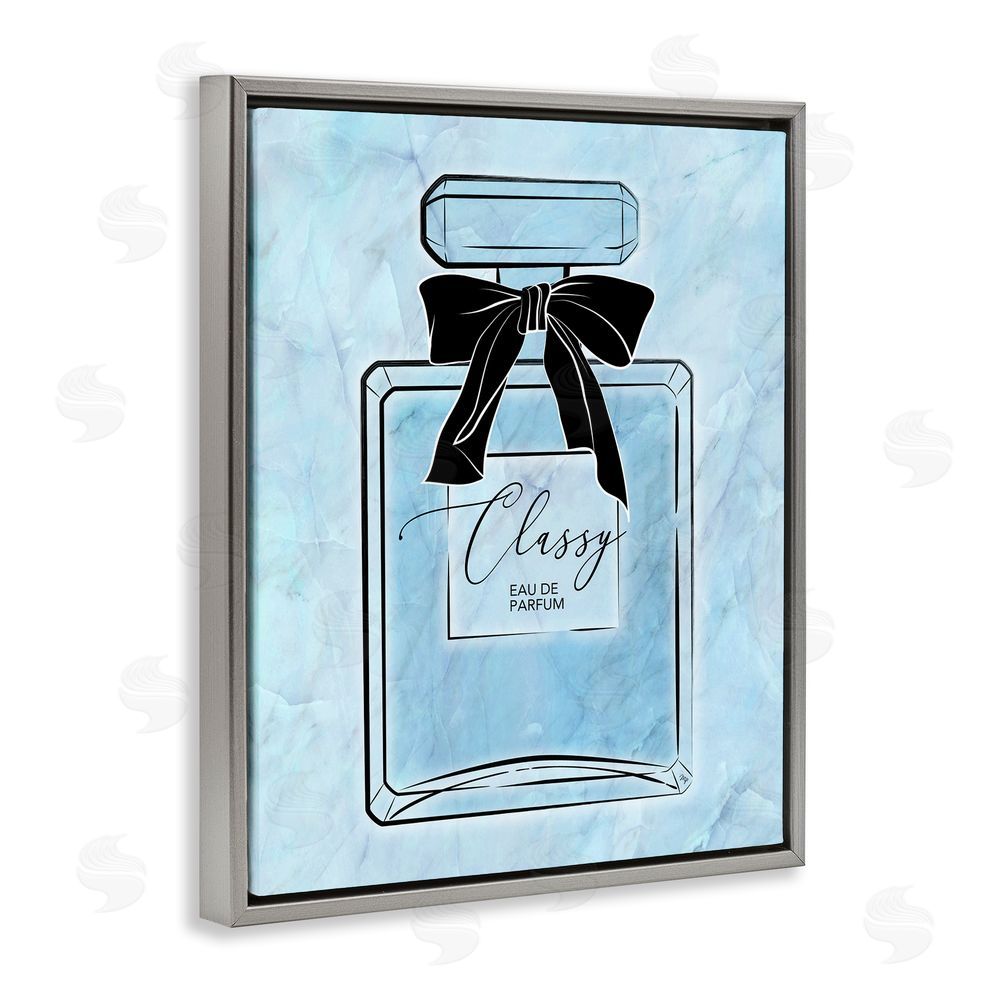 Martina Pavlova Classy Blue Perfume Grey Floating Frame Canvas Wall Art Print