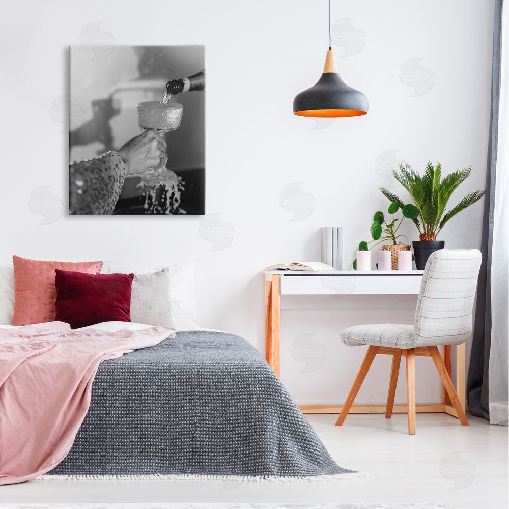 House of Lulu Classy Champagne Pour Splash Canvas Wall Art Print in Room