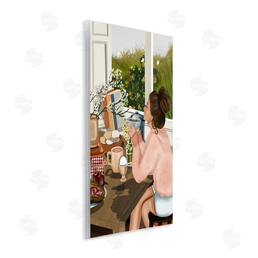 Saba Rauf Girl with Cozy Breakfast Wall Plaque Art Print