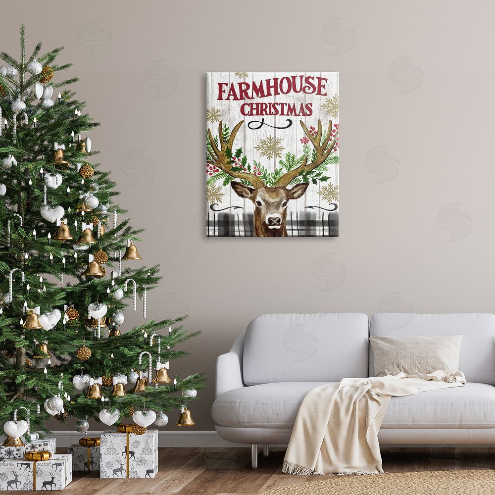 Elena Vladykina Farmhouse Christmas with Plaid Canvas Wall Art Print in Room