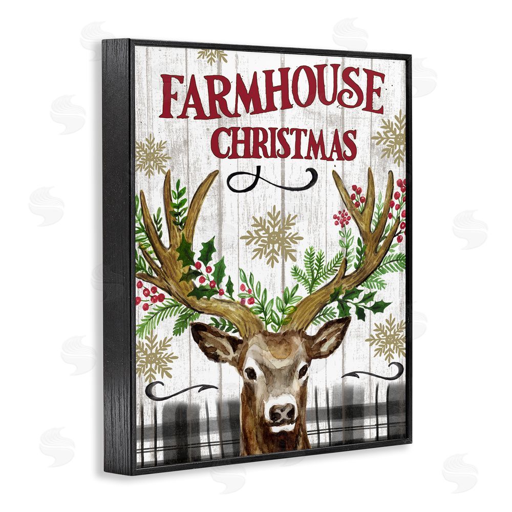 Elena Vladykina Farmhouse Christmas with Plaid Black Framed Giclee Wall Art Print