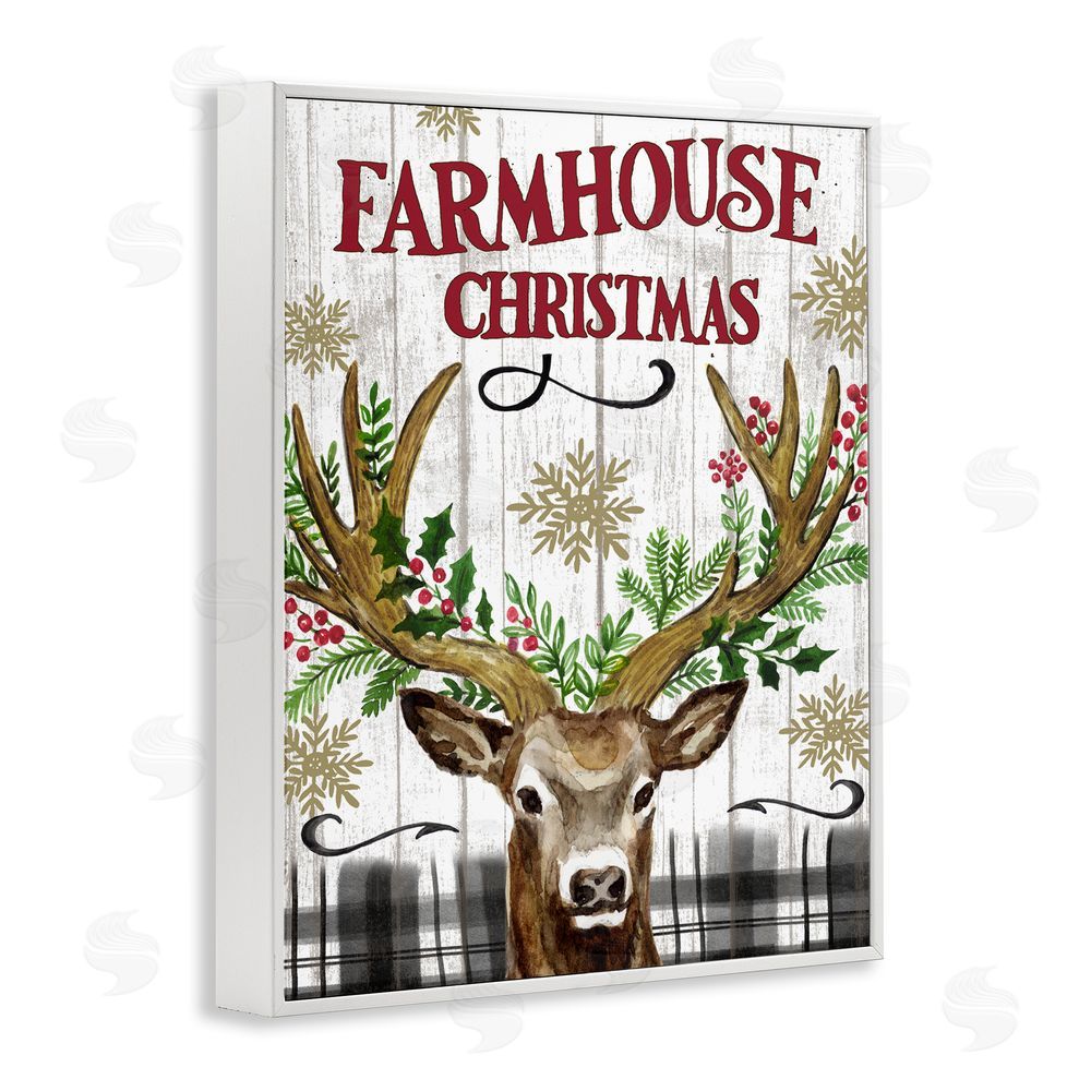 Elena Vladykina Farmhouse Christmas with Plaid White Framed Giclee Wall Art Print
