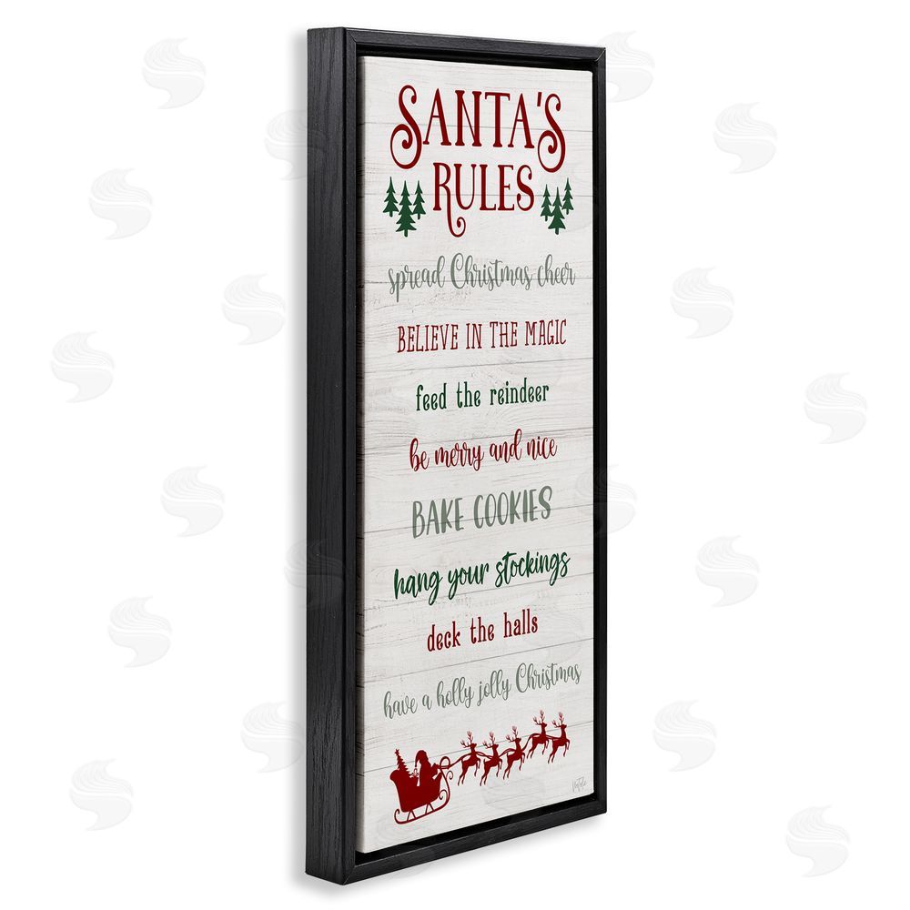 Natalie Carpentieri Santa's Rules Holiday Black Floating Frame Canvas Wall Art Print