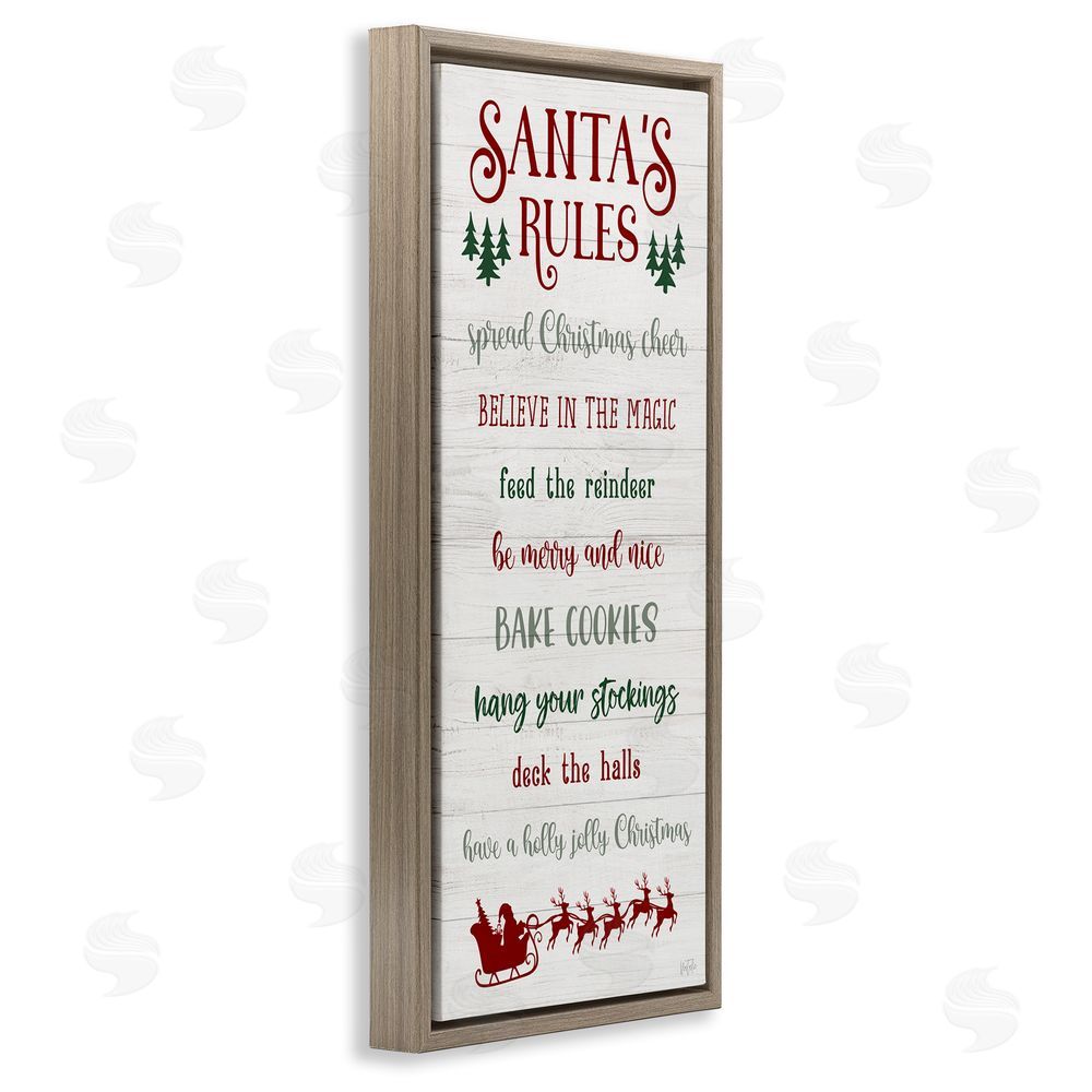 Natalie Carpentieri Santa's Rules Holiday Brown Floating Frame Canvas Wall Art Print
