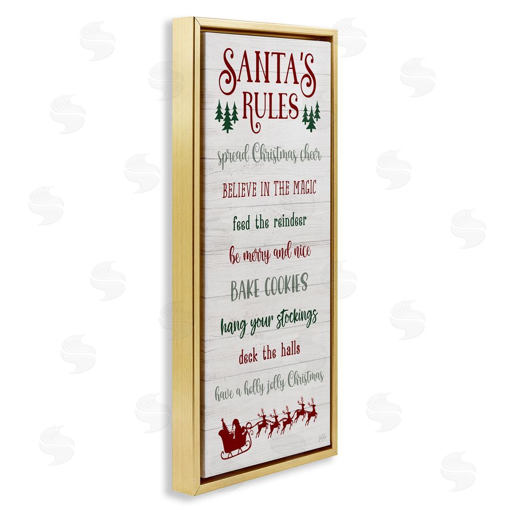 Natalie Carpentieri Santa's Rules Holiday Gold Floating Frame Canvas Wall Art Print