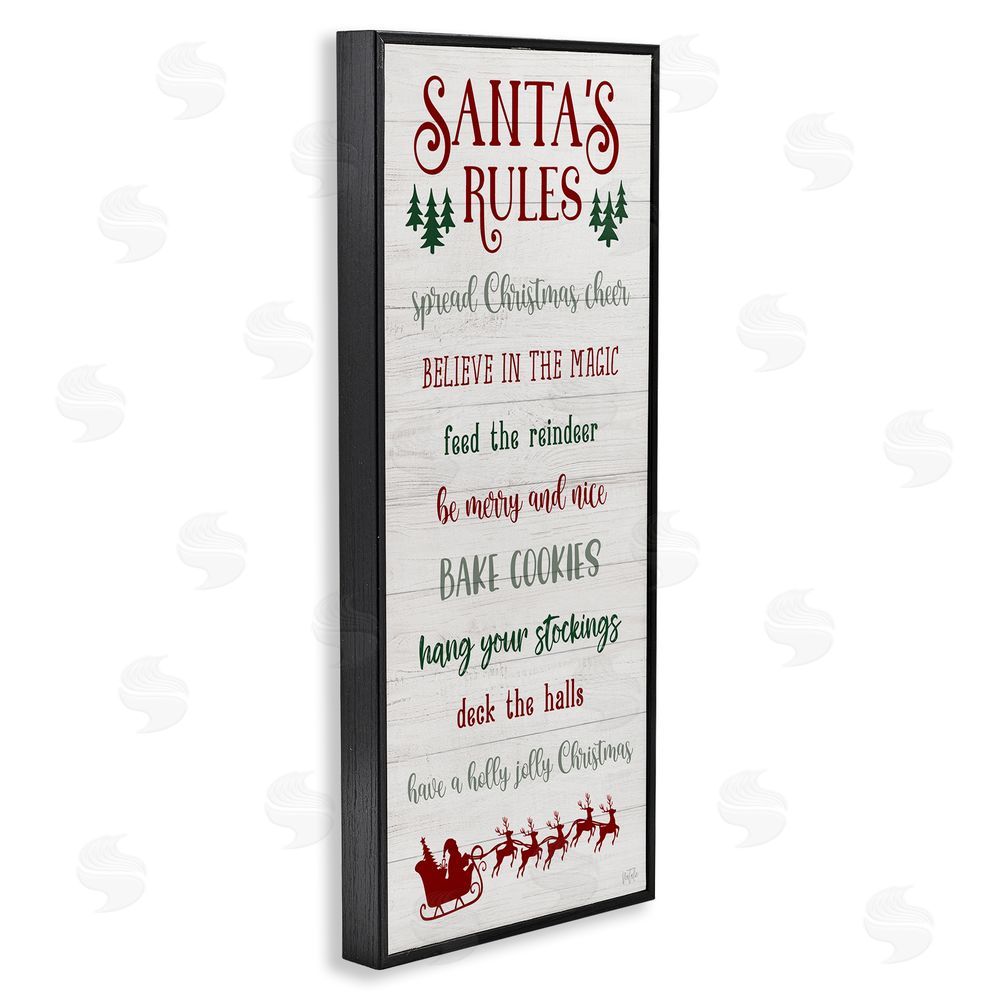 Natalie Carpentieri Santa's Rules Holiday Black Framed Giclee Wall Art Print
