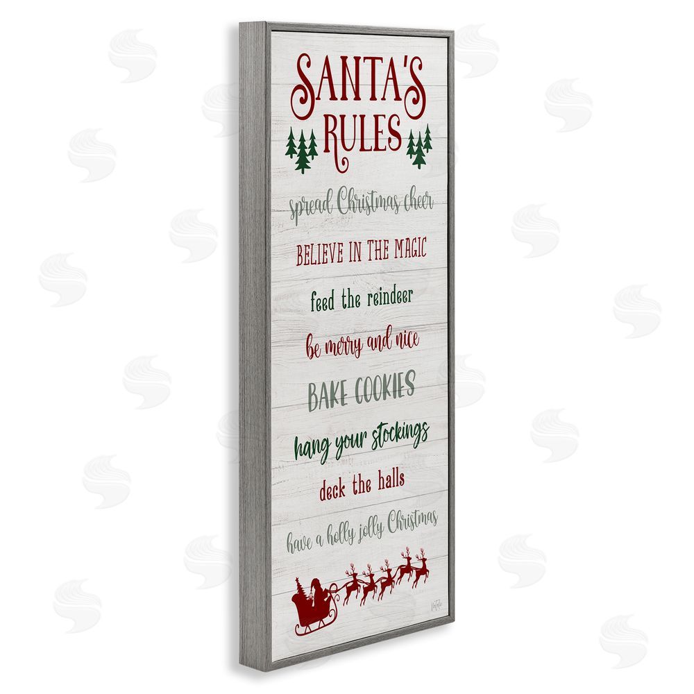 Natalie Carpentieri Santa's Rules Holiday Gray Framed Giclee Wall Art Print
