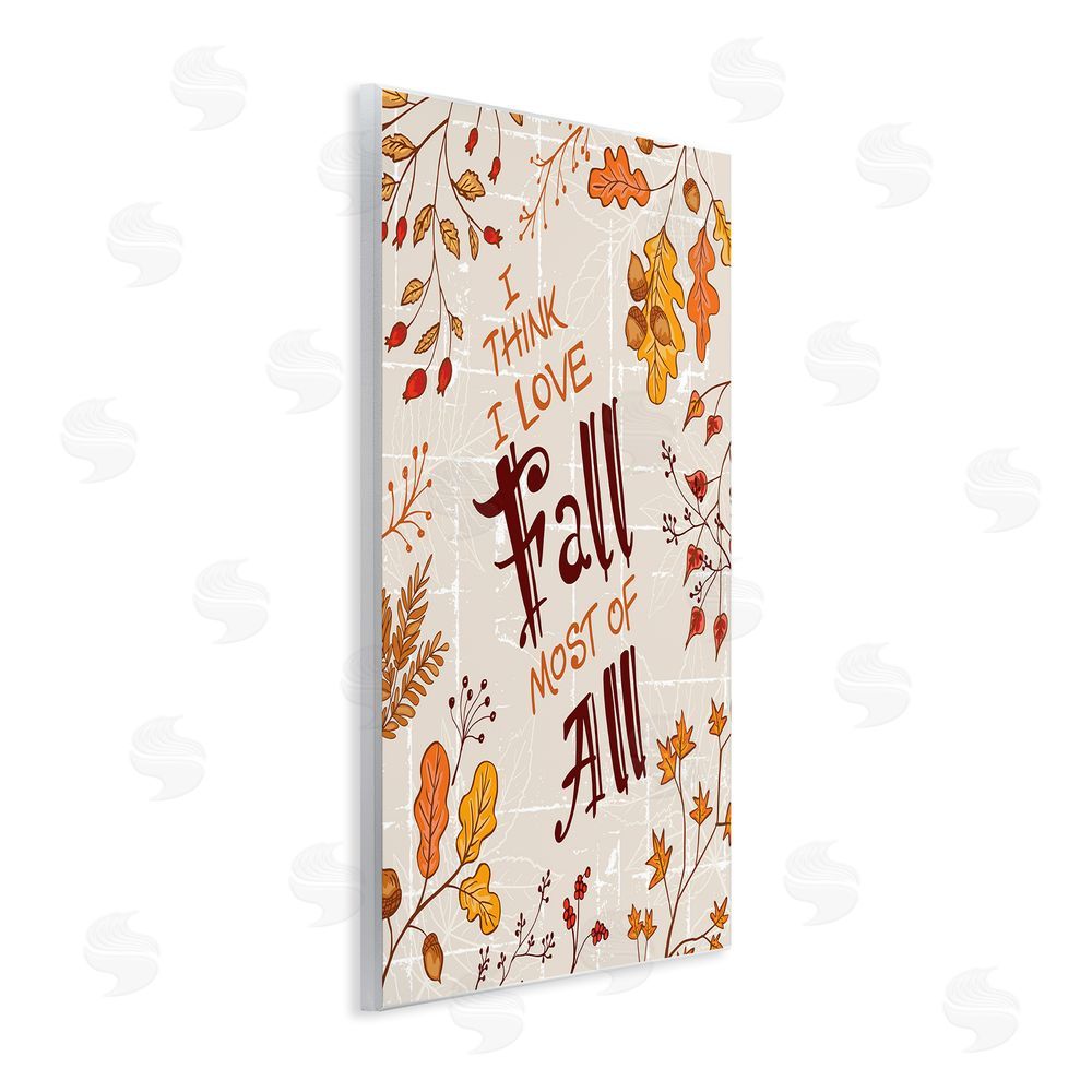 Diane Labombarbe Love Fall Leaf Border Wall Plaque Art Print