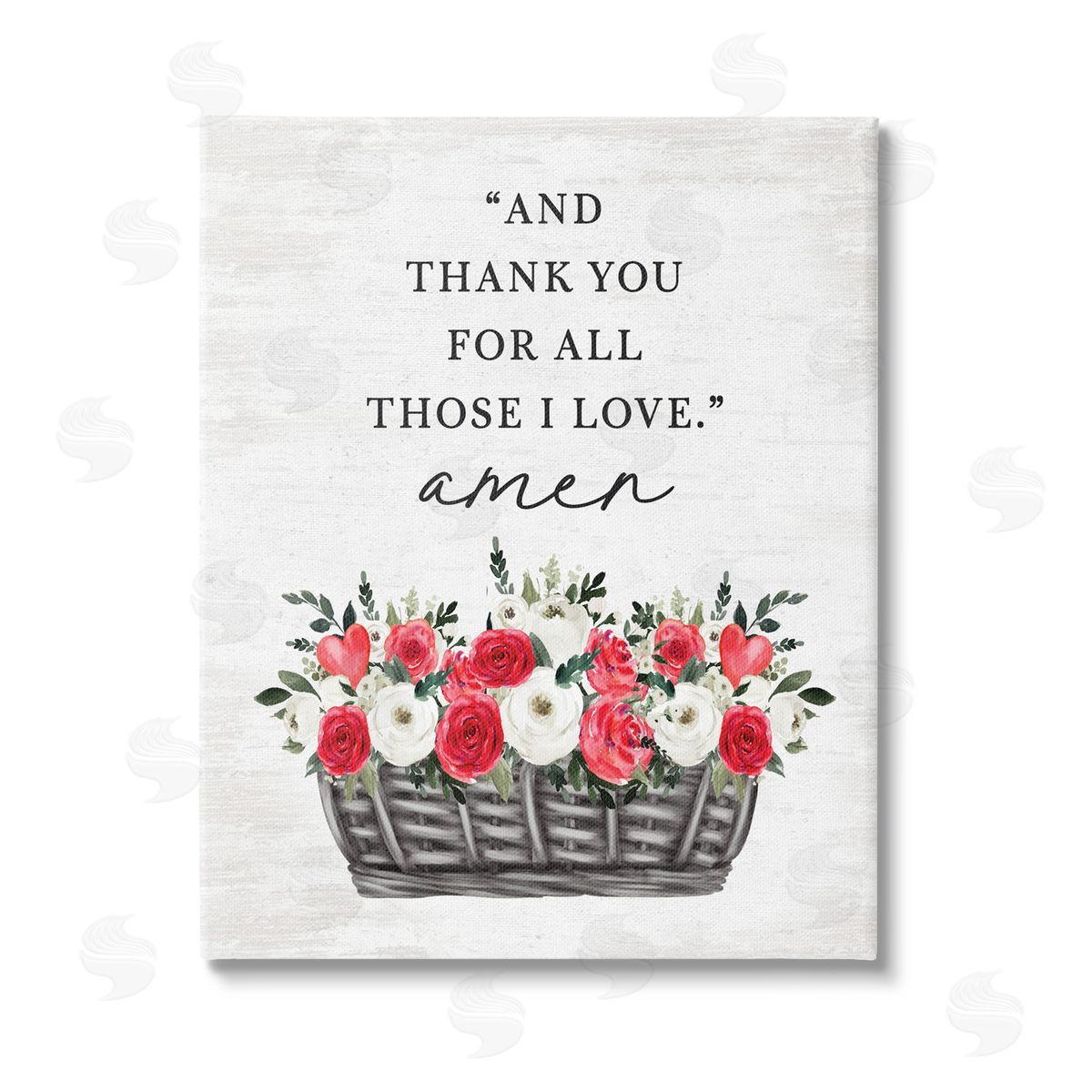 Lettered and Lined Thank You Loving Rose Blooms Stretched Canvas Wall Art Print