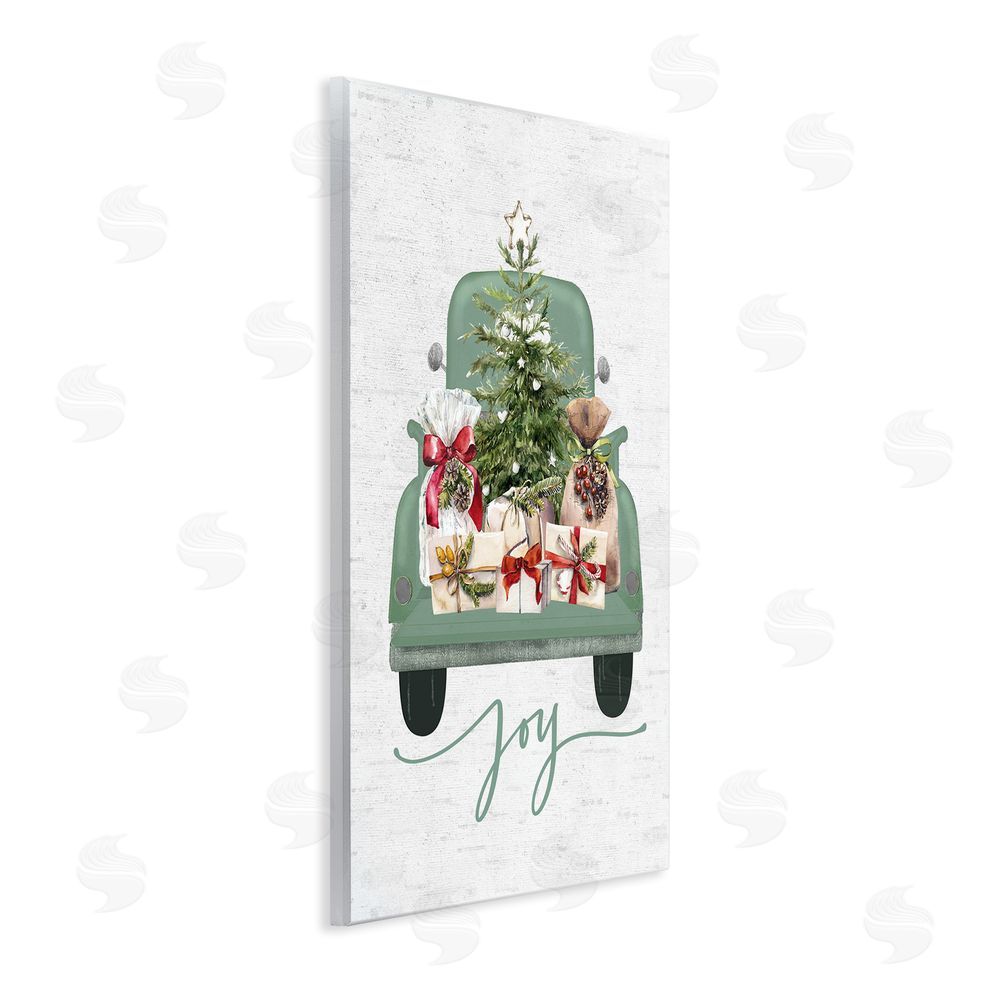 Lettered and Lined Rustic Gift Truck with Joy Wall Plaque Art Print