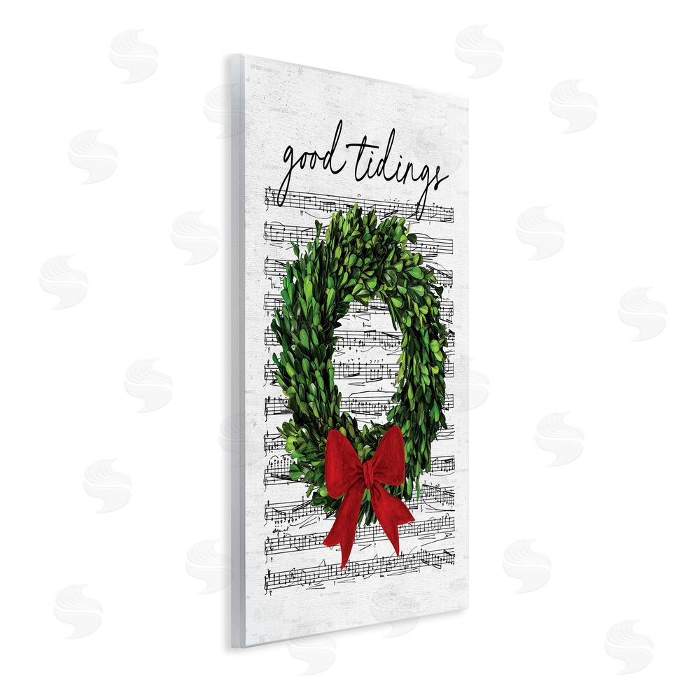 Lettered and Lined Good Tidings Holiday Wreath Wall Plaque Art Print