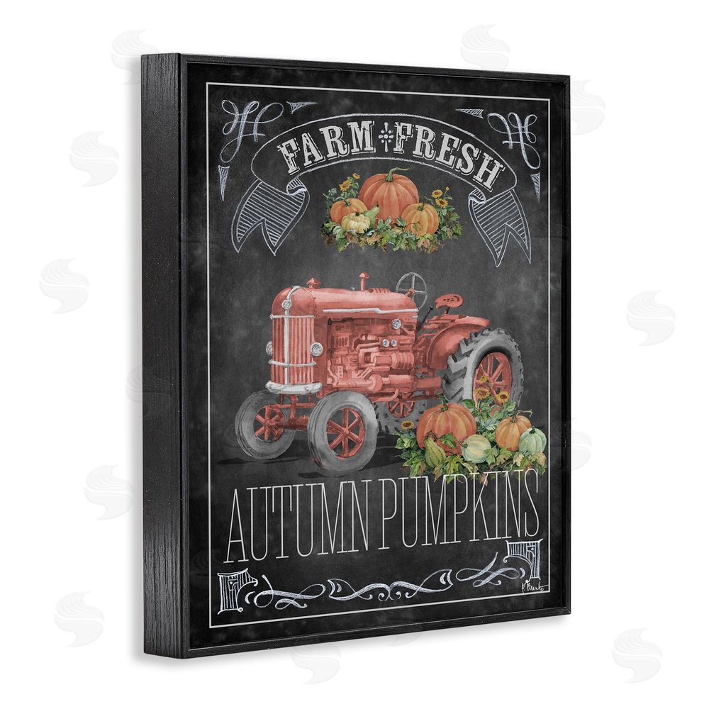 Paul Brent Autumn Tractor Chalkboard Black Framed Giclee Wall Art Print