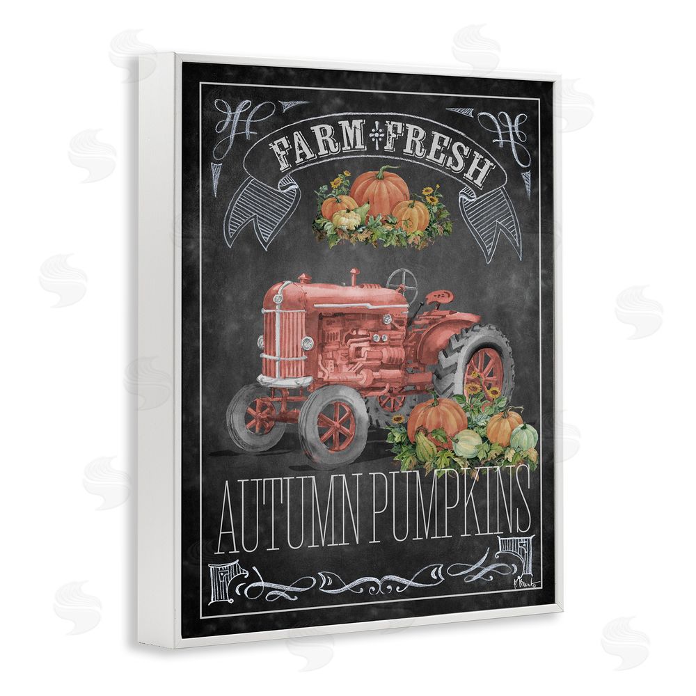 Paul Brent Autumn Tractor Chalkboard White Framed Giclee Wall Art Print