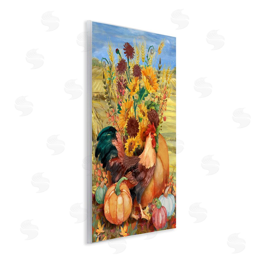 Paul Brent Autumnal Rooster & Sunflowers Wall Plaque Art Print
