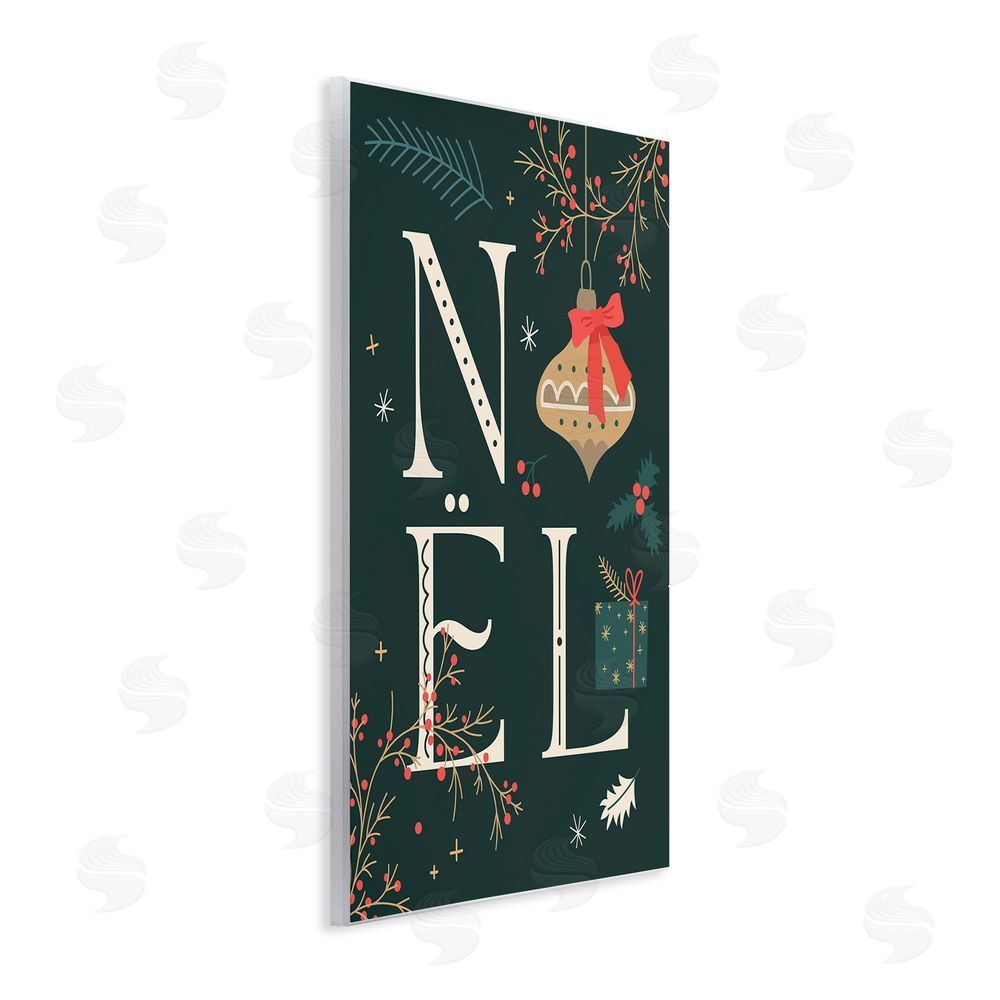Stupell Studio Noel with Holiday Ornament Wall Plaque Art Print