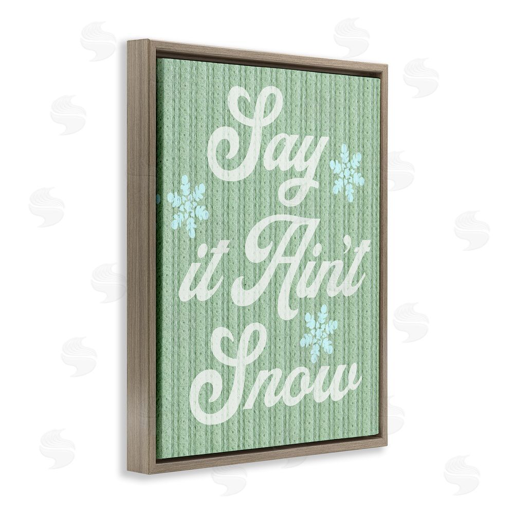 Stupell Studio Green Say It Ain't Snow Brown Floating Frame Canvas Wall Art Print