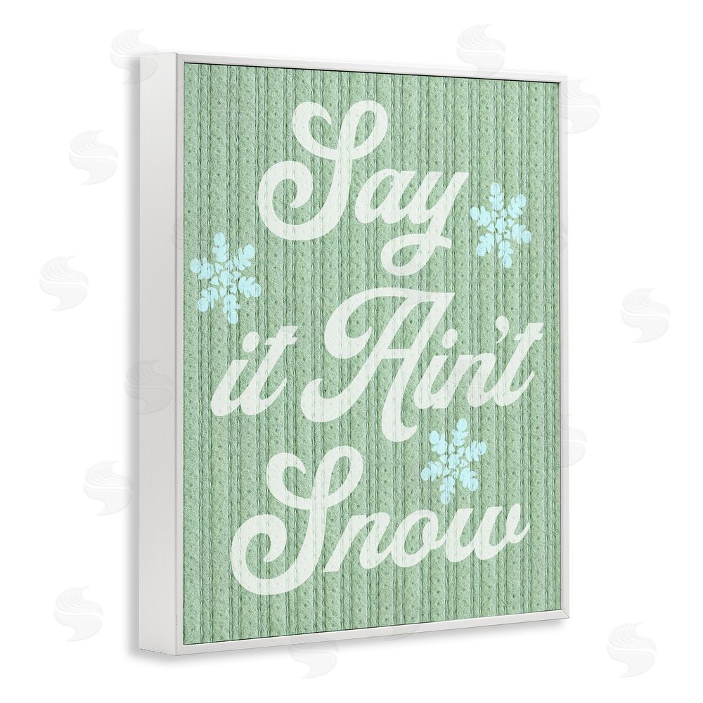 Stupell Studio Green Say It Ain't Snow White Framed Giclee Wall Art Print