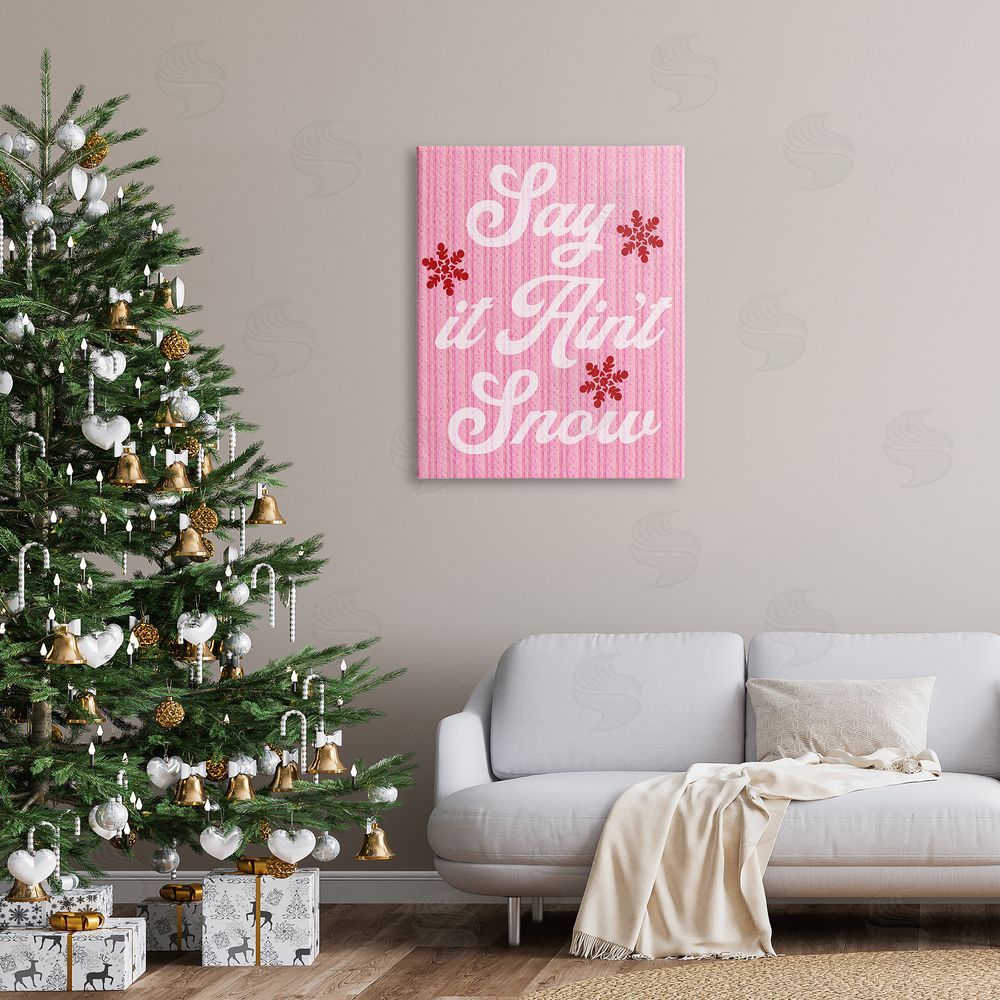 Stupell Studio Pink Say It Ain't Snow Canvas Wall Art Print in Room